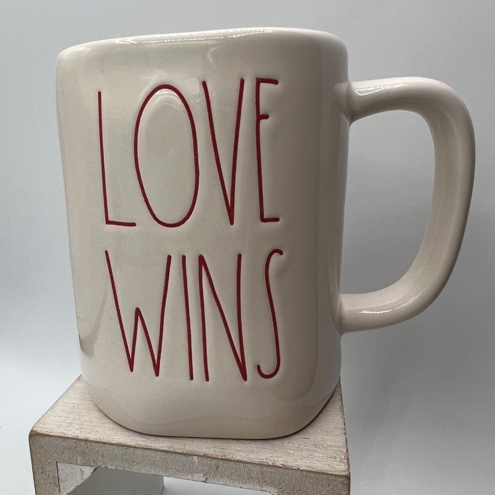 Rae Dunn White Love Wins Ceramic Mug Valentine's Day